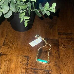 NWT Kendra Scott Gold/Green Adjustable Stan Bracelet